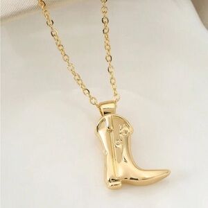 golden yellow cowboy boot necklace